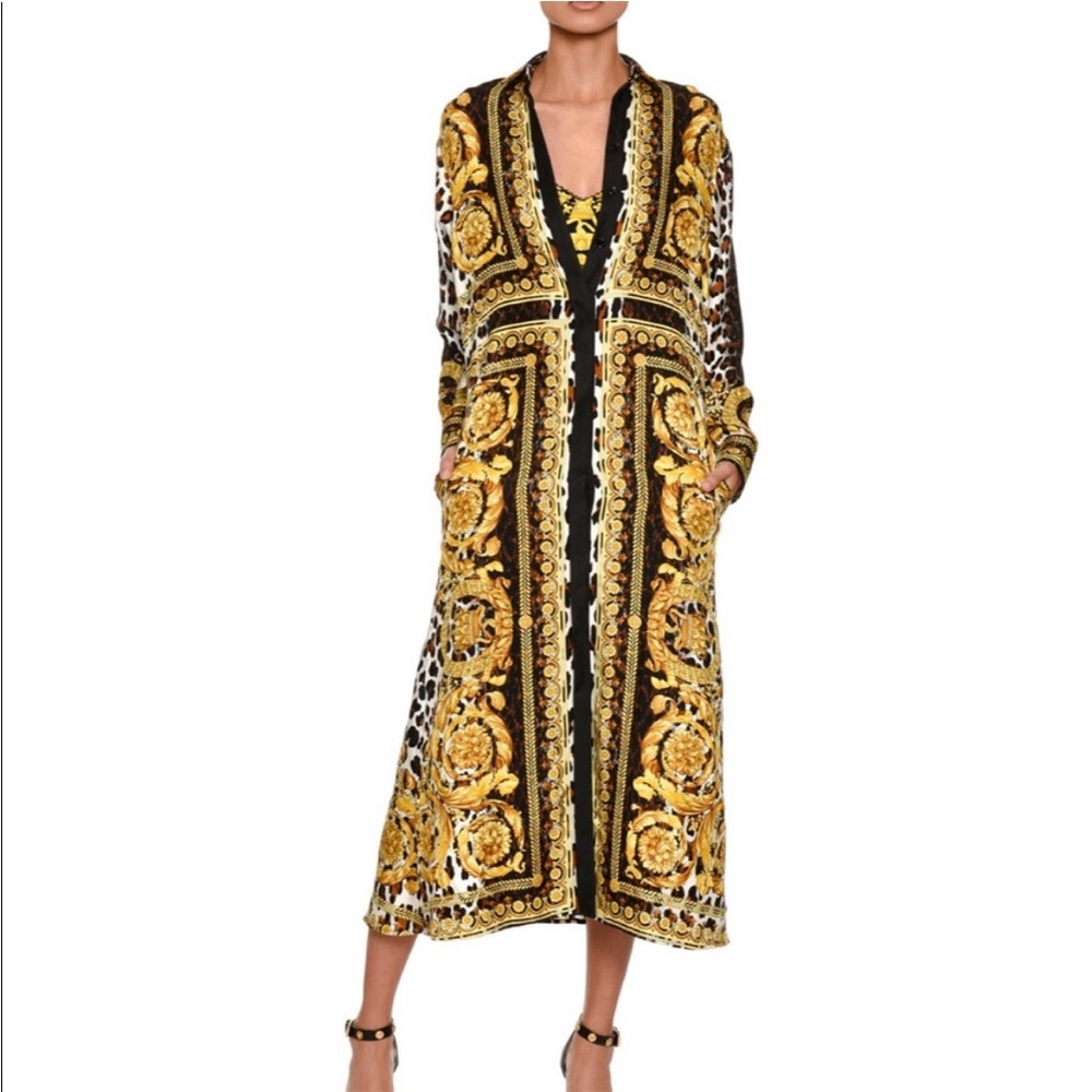 Versace Black and Gold Baroque Long Sleeve Dress